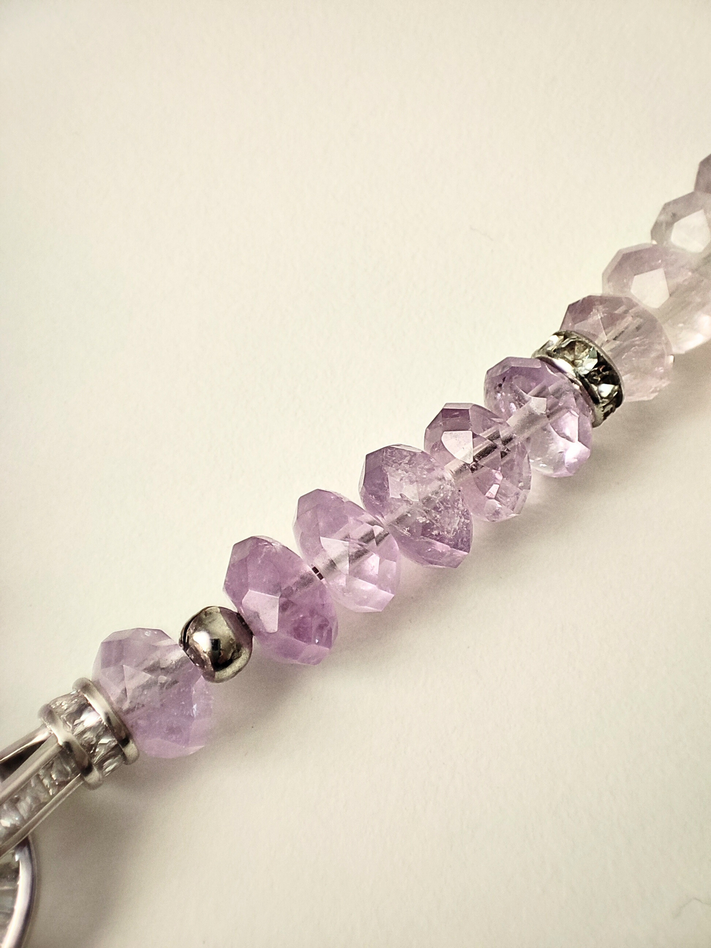 Elegant Rhodium-Plated Necklace & Earrings Set with Natural Amethyst and Beads with Zircon  - Unique Handmade Jewelry