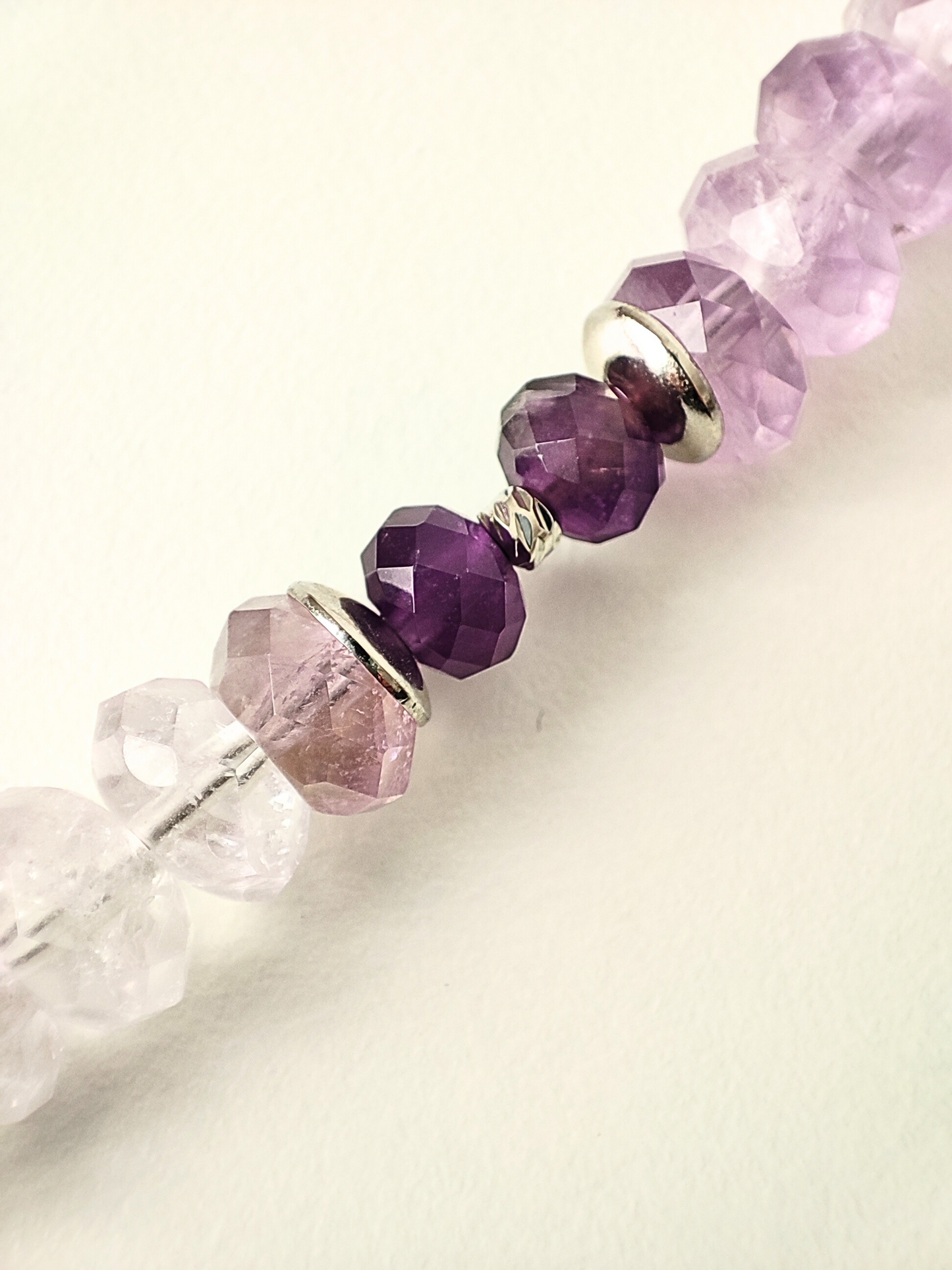 Elegant Rhodium-Plated Necklace & Earrings Set with Natural Amethyst and Beads with Zircon  - Unique Handmade Jewelry