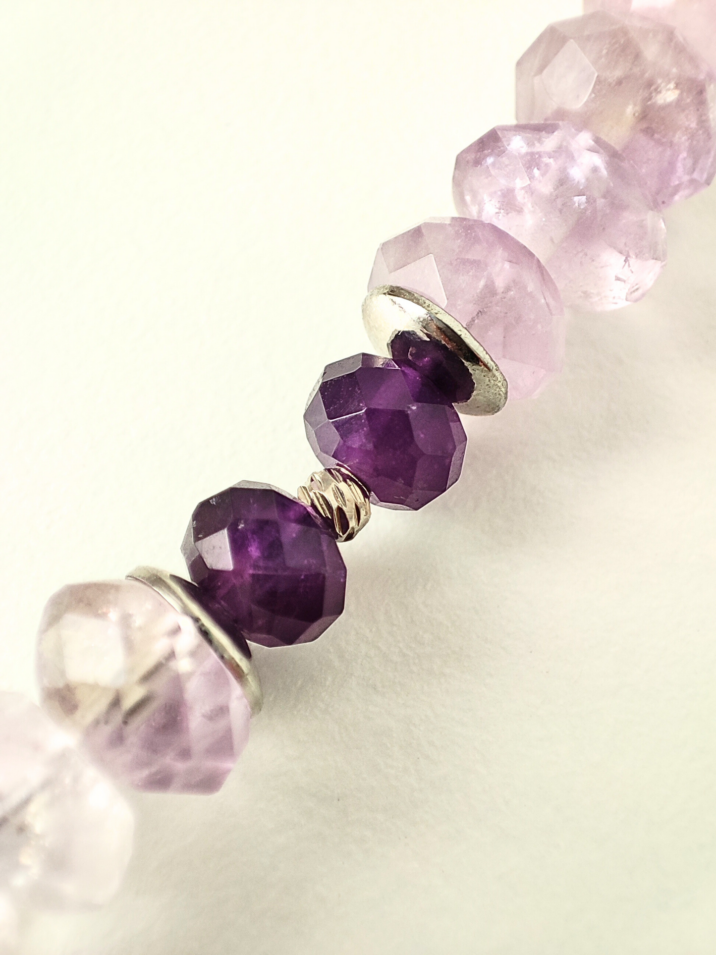 Elegant Rhodium-Plated Necklace & Earrings Set with Natural Amethyst and Beads with Zircon  - Unique Handmade Jewelry